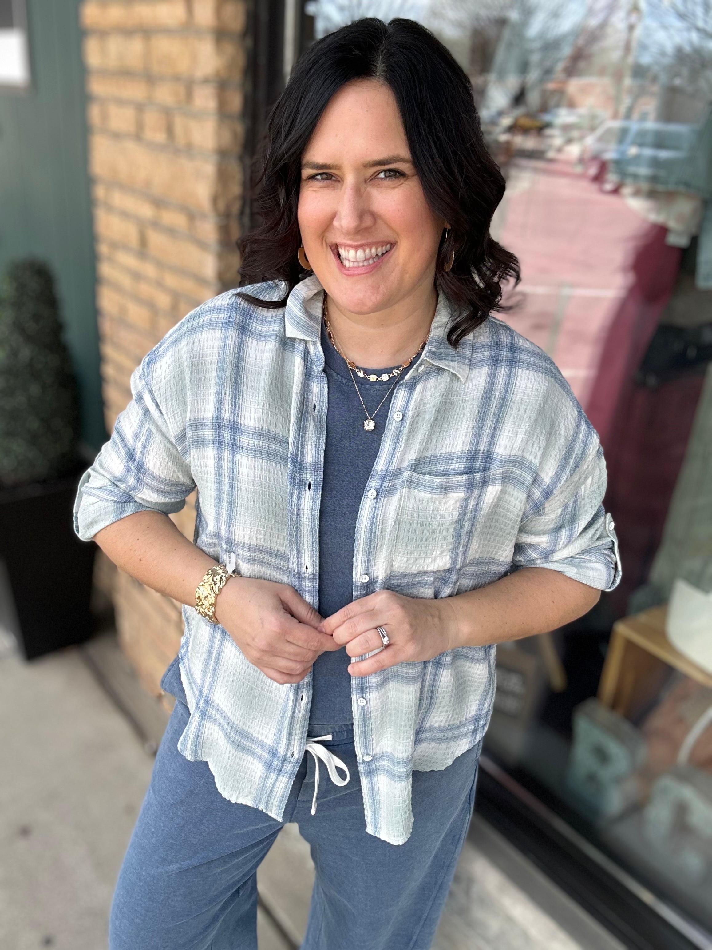 Sage Combo Leetonia Top Tops - Button Ups FLAG AND ANTHEM