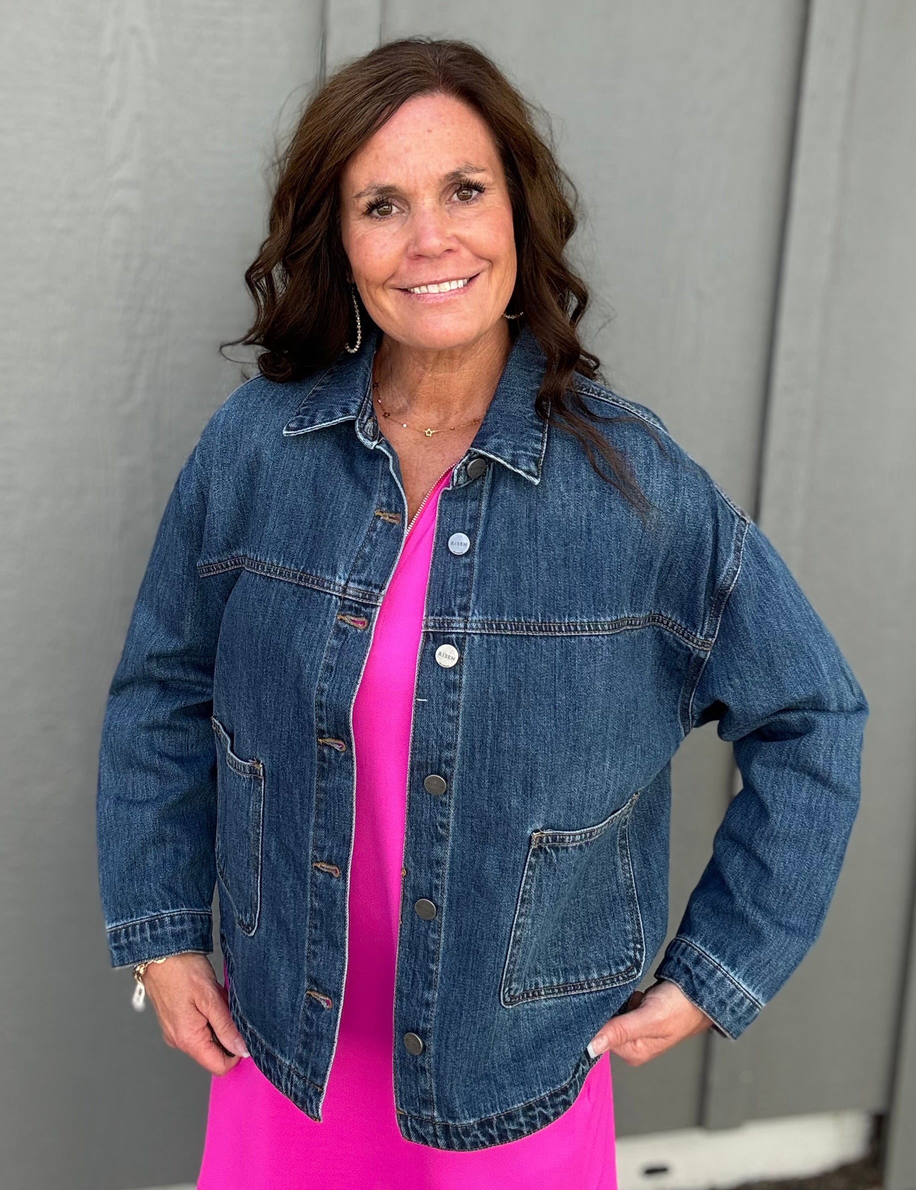 Relaxed Fit Denim Jacket Outerwear- Jackets RISEN