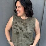 Olive Round Neck Sweater Top - Sweater FATE by LFD