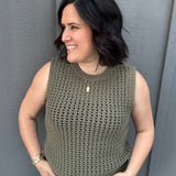 Olive Round Neck Sweater Top - Sweater FATE by LFD