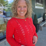 Boatneck Coral Knit Sweater Top - Sweater COZY CO.