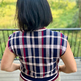Navy Plaid Knit Sweater Vest