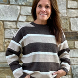 Brown Tan Stripe Knit Sweater