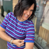 Royal/White/Red Crew Neck Top - Tee STACCATO