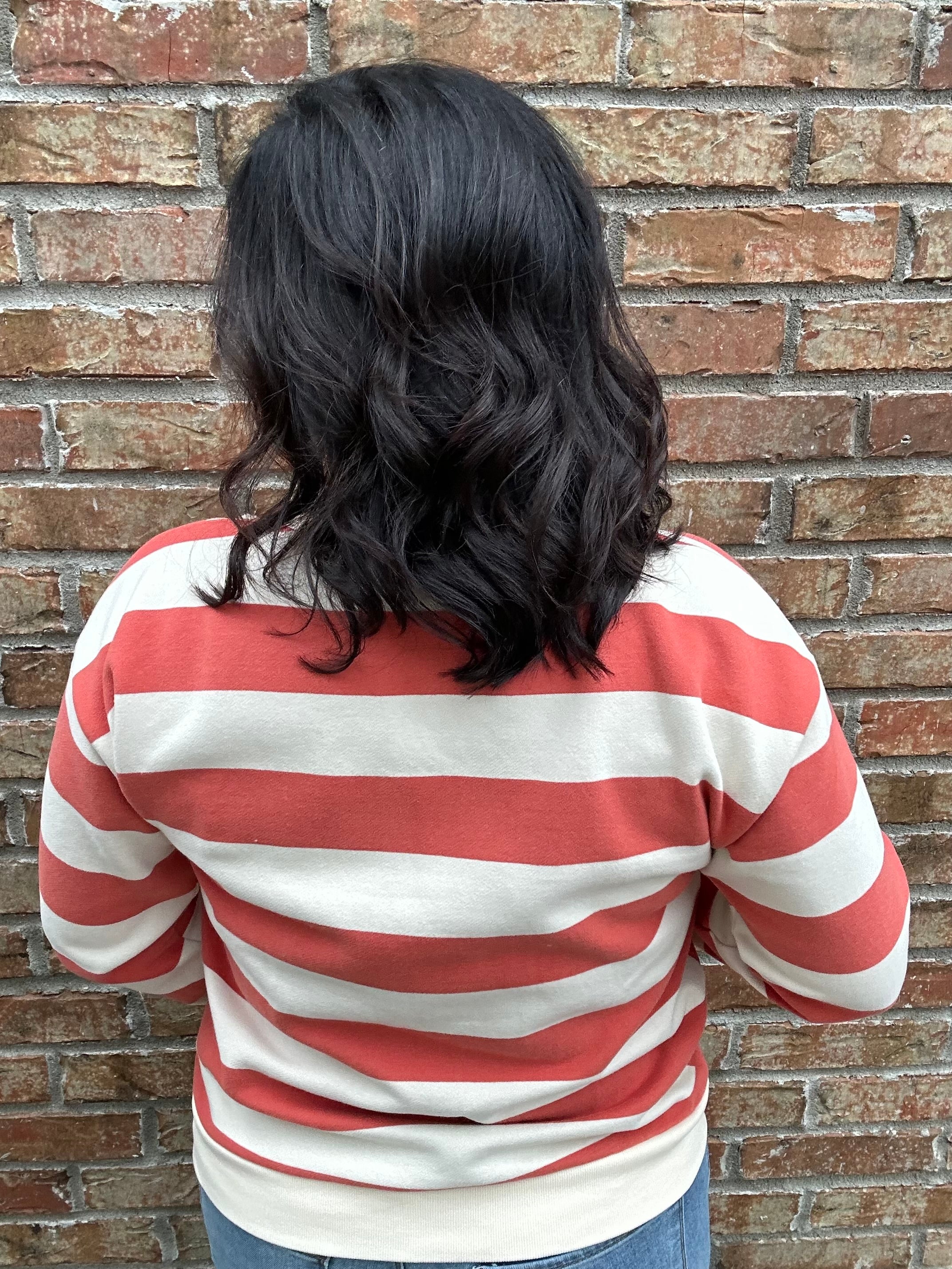 Orange Terry Striped Top Top - Sweatshirt STACCATO