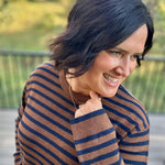 Navy & Brown Stripe Sweater Top - Sweater Mod Ref