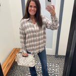 Sage/Pink Leetonia Boyfriend Top Tops - Button Ups FLAG AND ANTHEM