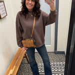 Brown Cloudy Knit Long Sleeve Top Top - Sweatshirt TRES BIEN