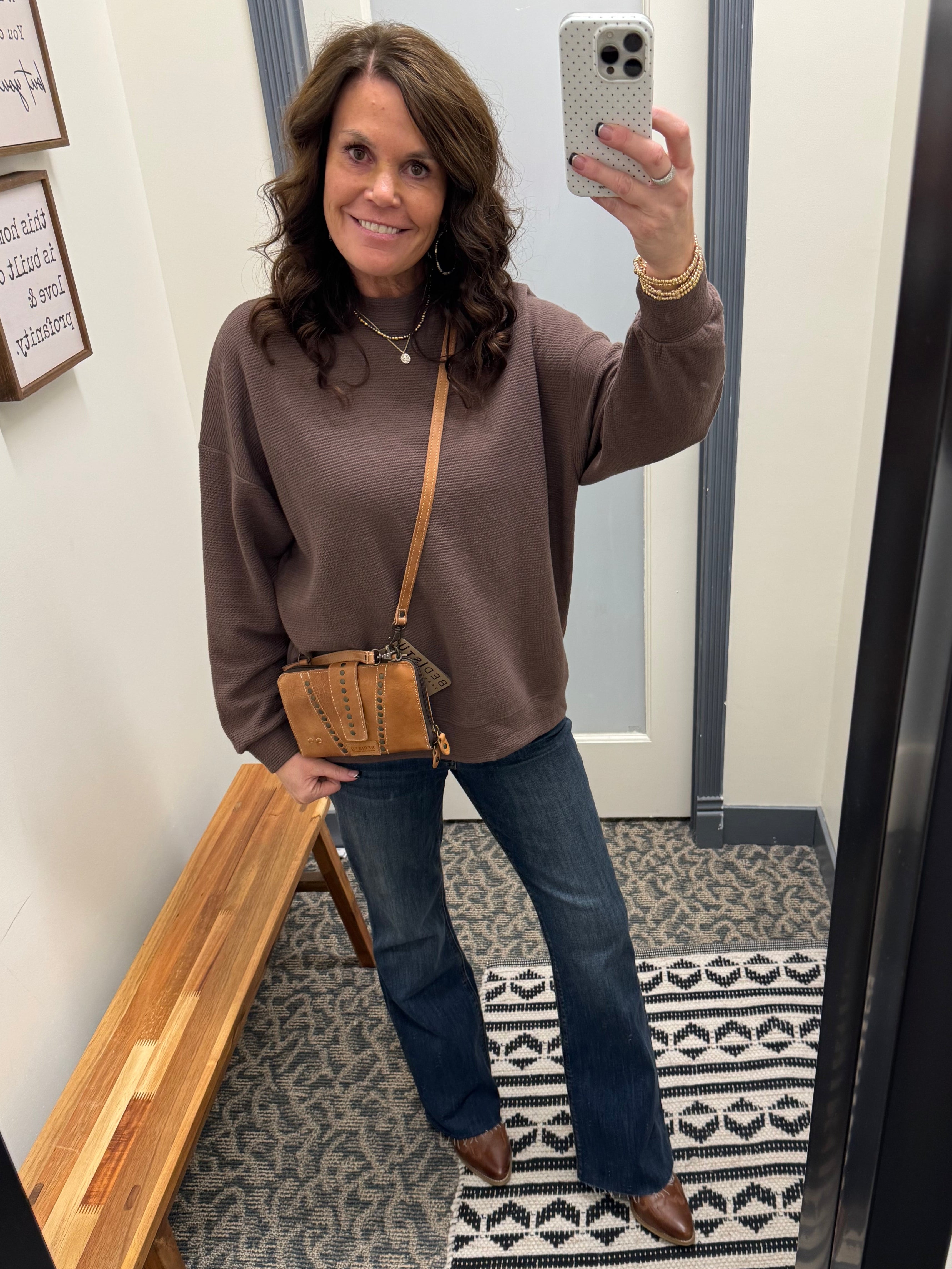 Brown Cloudy Knit Long Sleeve Top Top - Sweatshirt TRES BIEN