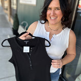 Black Denning Henley Tank