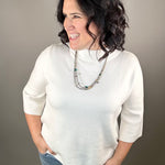 Cream Mock Neck Sweater Top - Sweater FATE by LFD