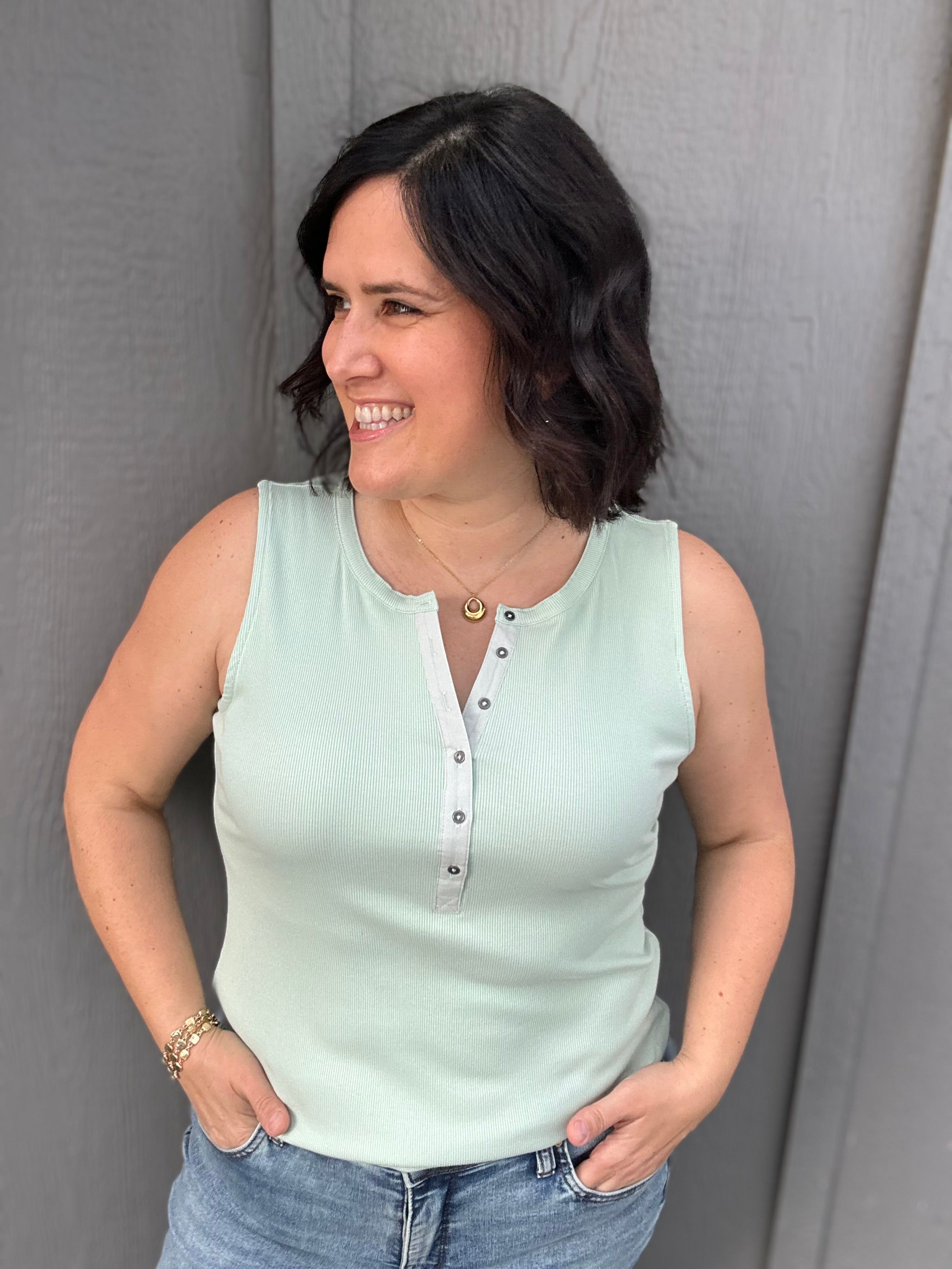 Sage Denning Henley Tank Tops- Tanks FLAG AND ANTHEM