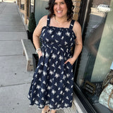 Navy Emroidered Eyelet Tie Dress Dresses DOE & RAE