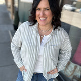 Vienna Linen Sage Stripe Top