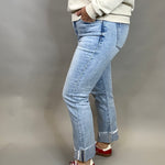 Light Straight Crop Cuffed Jeans Bottom- Pants RISEN