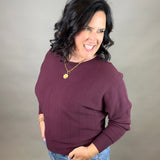 Dark Plum Dolman Boat Neck Sweater