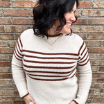 Copper Striped Crew Neck Sweater Top - Sweater STACCATO