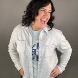 Heather Grey Plush Shacket Outerwear - Shacket FLAG AND ANTHEM