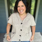 Oatmeal Hoodie Cardigan Sweater Tops- Cardigans STACCATO