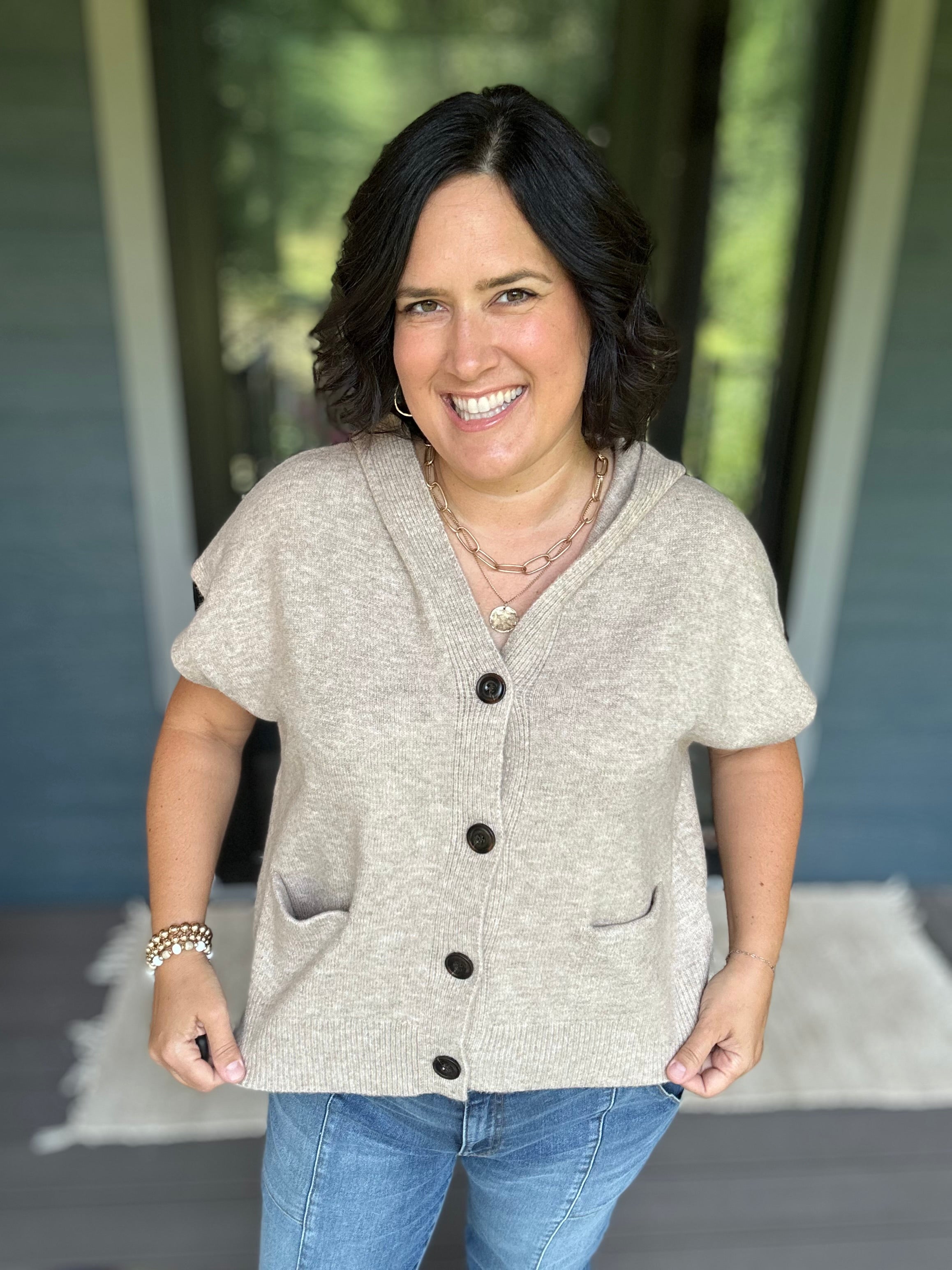 Oatmeal Hoodie Cardigan Sweater Tops- Cardigans STACCATO