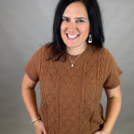 Camel Cable Knit Sweater Top Top - Sweater WISHLIST