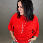 Tomato Red Dolman Sweater Top - Sweater JODIFL