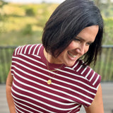 Wine Stripe Ribbed Sleeveless Top