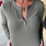 Dusty Olive Arcadia Studded Top