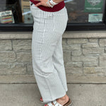 Gray Striped Wide Leg Jeans Bottom- Pants MICA DENIM