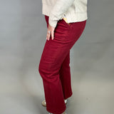Wine Ankle Flare Patch Pocket Jeans Bottom- Pants RISEN