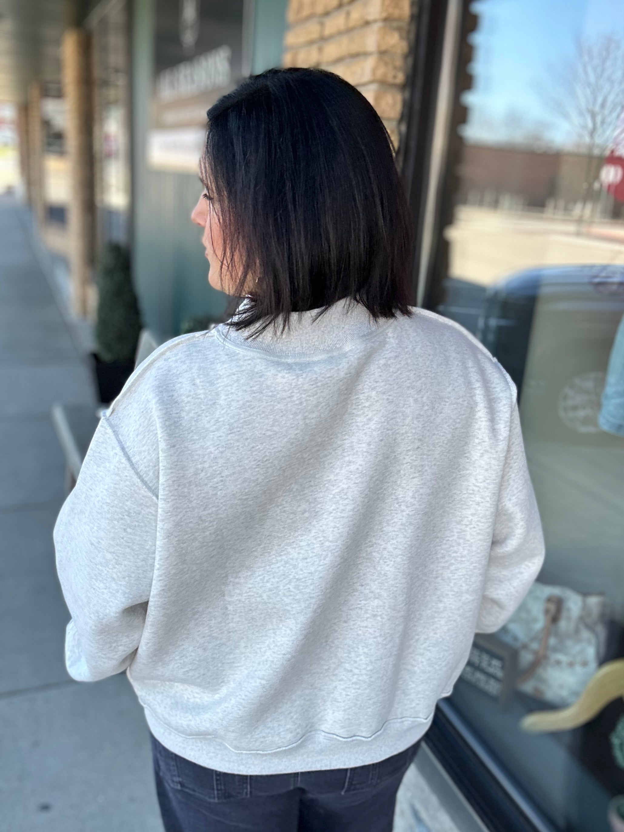 Ash Grey Reversible Mock Neck Top - Sweatshirt BUCKETLIST