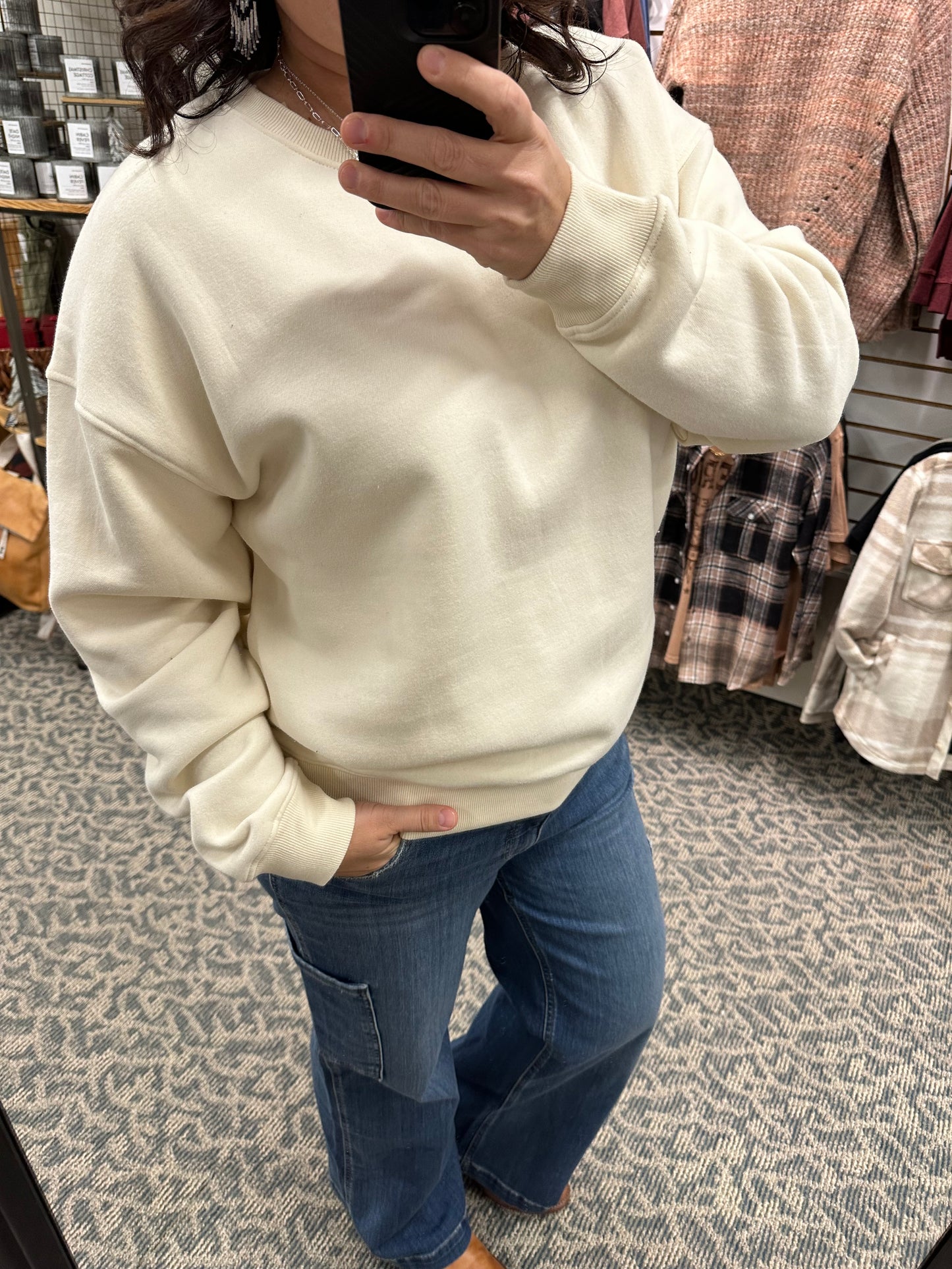 Pearl Ivory Oversized Fleece Sweatshirt