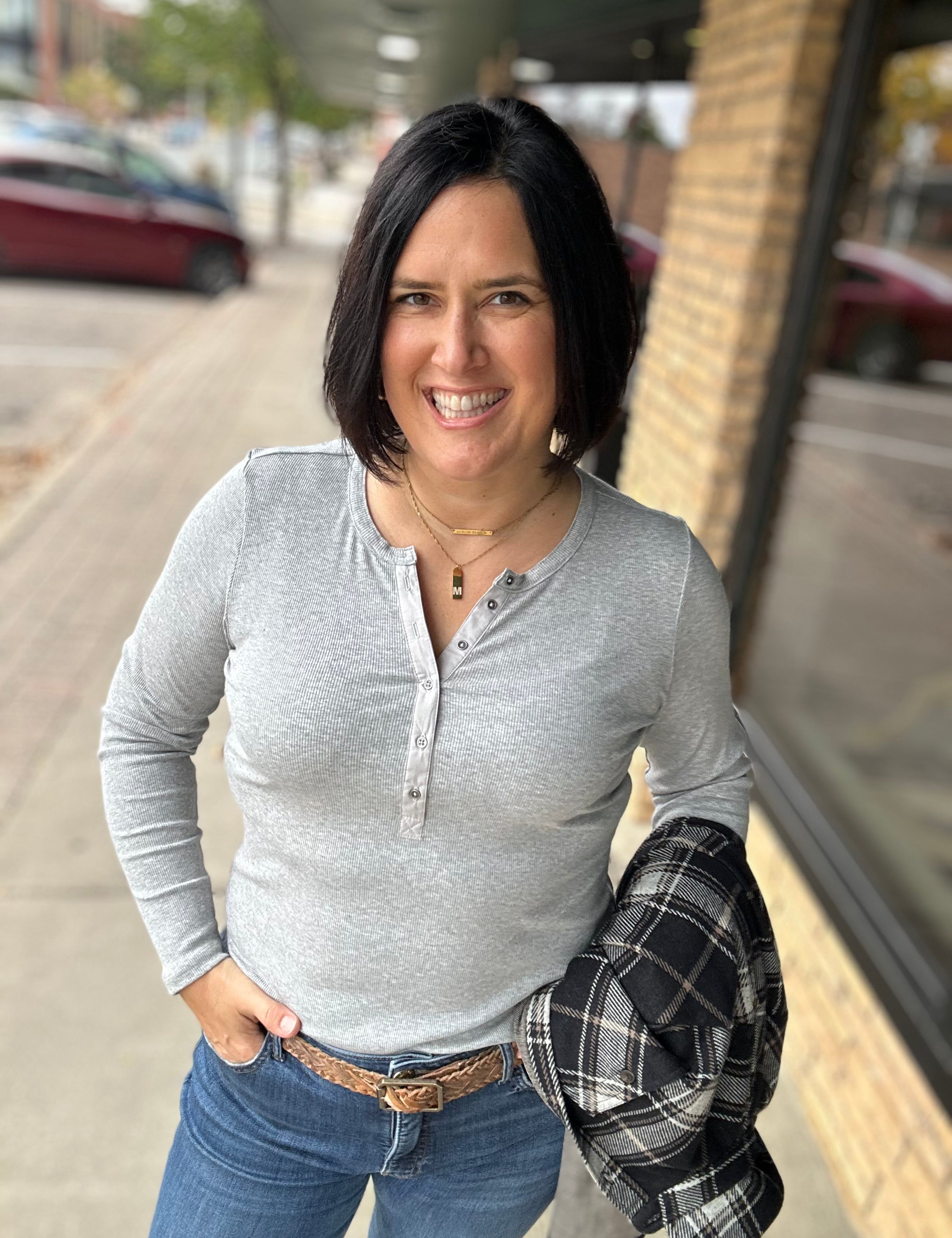 Denning LS Henley in Heather Grey Tops- Long Sleeve FLAG AND ANTHEM