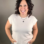 Cream Cloudy Knit Top Top - Tee TRES BIEN