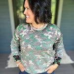Camo Printed Crew Neck Sweater Top - Sweater FATE by LFD