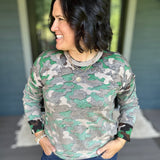 Camo Printed Crew Neck Sweater Top - Sweater FATE by LFD