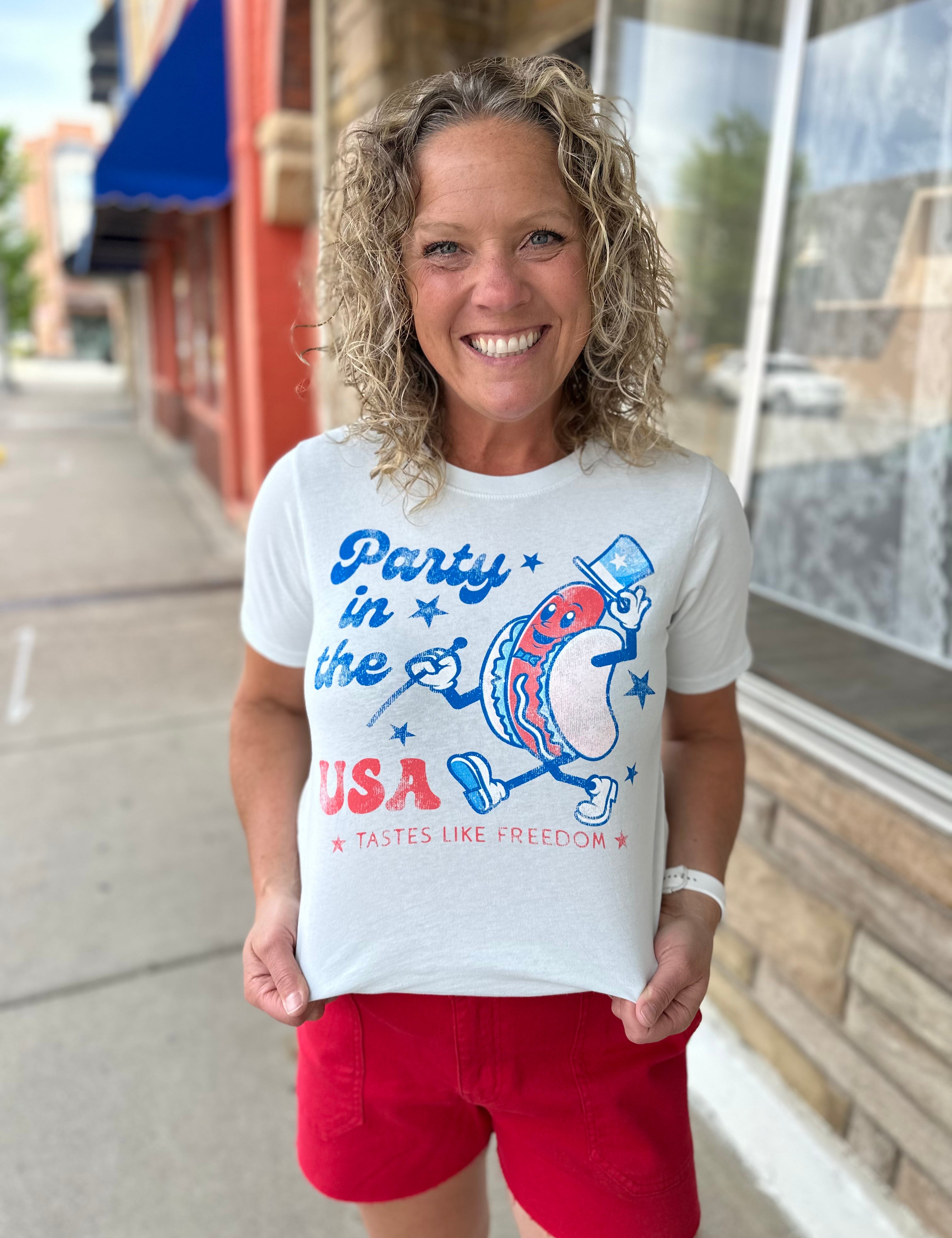 Party In The USA Graphic Tee Tops- Tees HRTandLUV