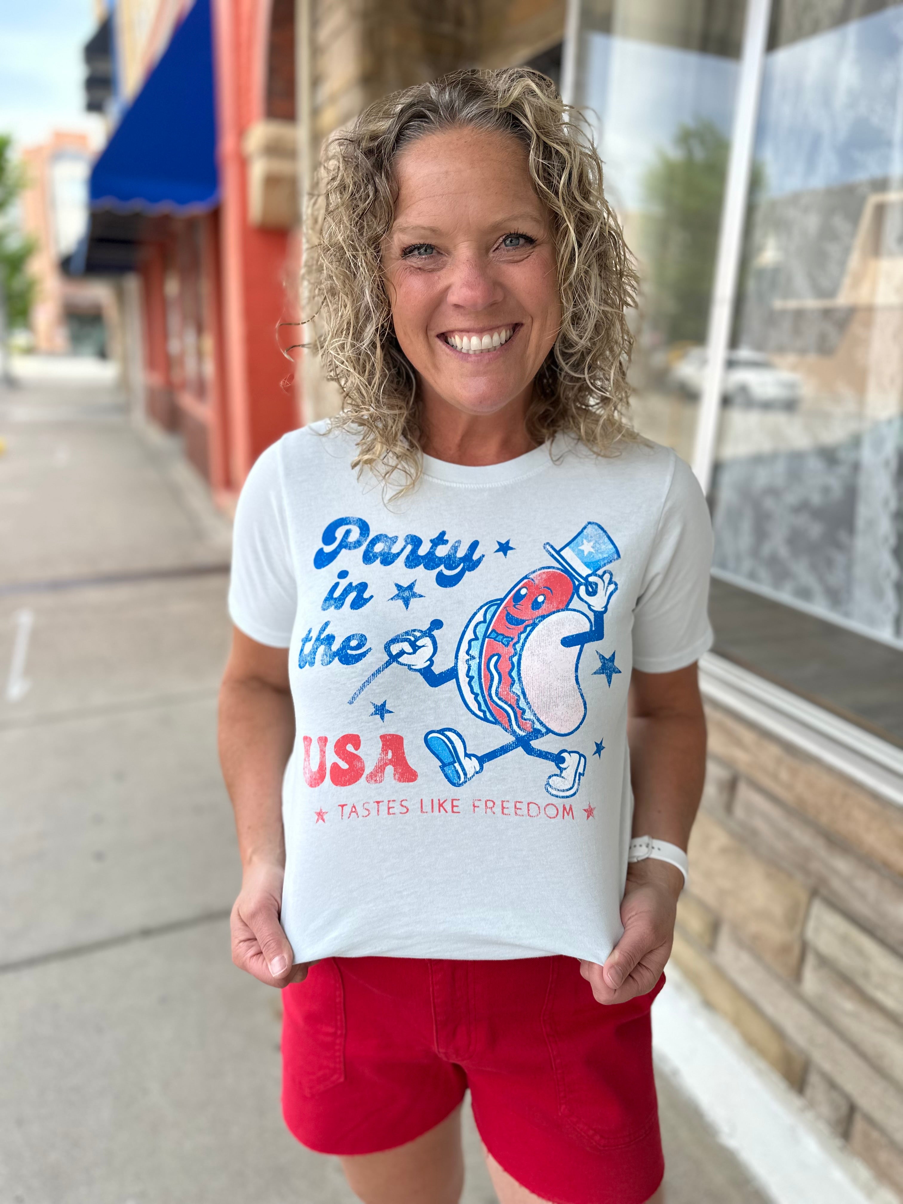 Party In The USA Graphic Tee Tops- Tees HRTandLUV
