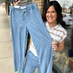 French Blue Wide Leg Pants Bottoms - Pants MICA DENIM