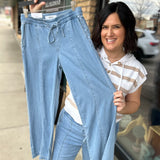 French Blue Wide Leg Pants Bottoms - Pants MICA DENIM
