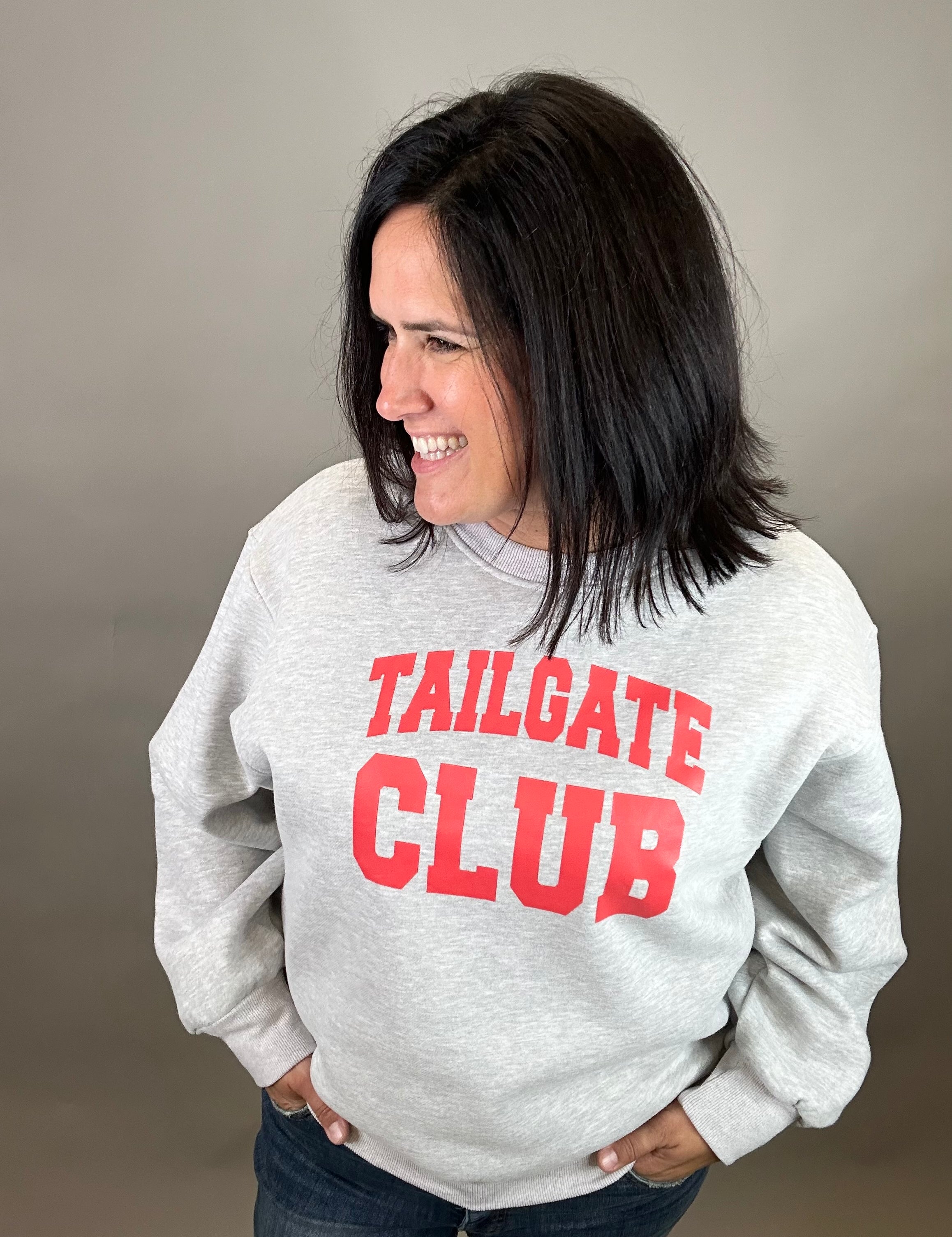 Grey Tailgate Club Sweatshirt Top - Sweatshirt PANACHE
