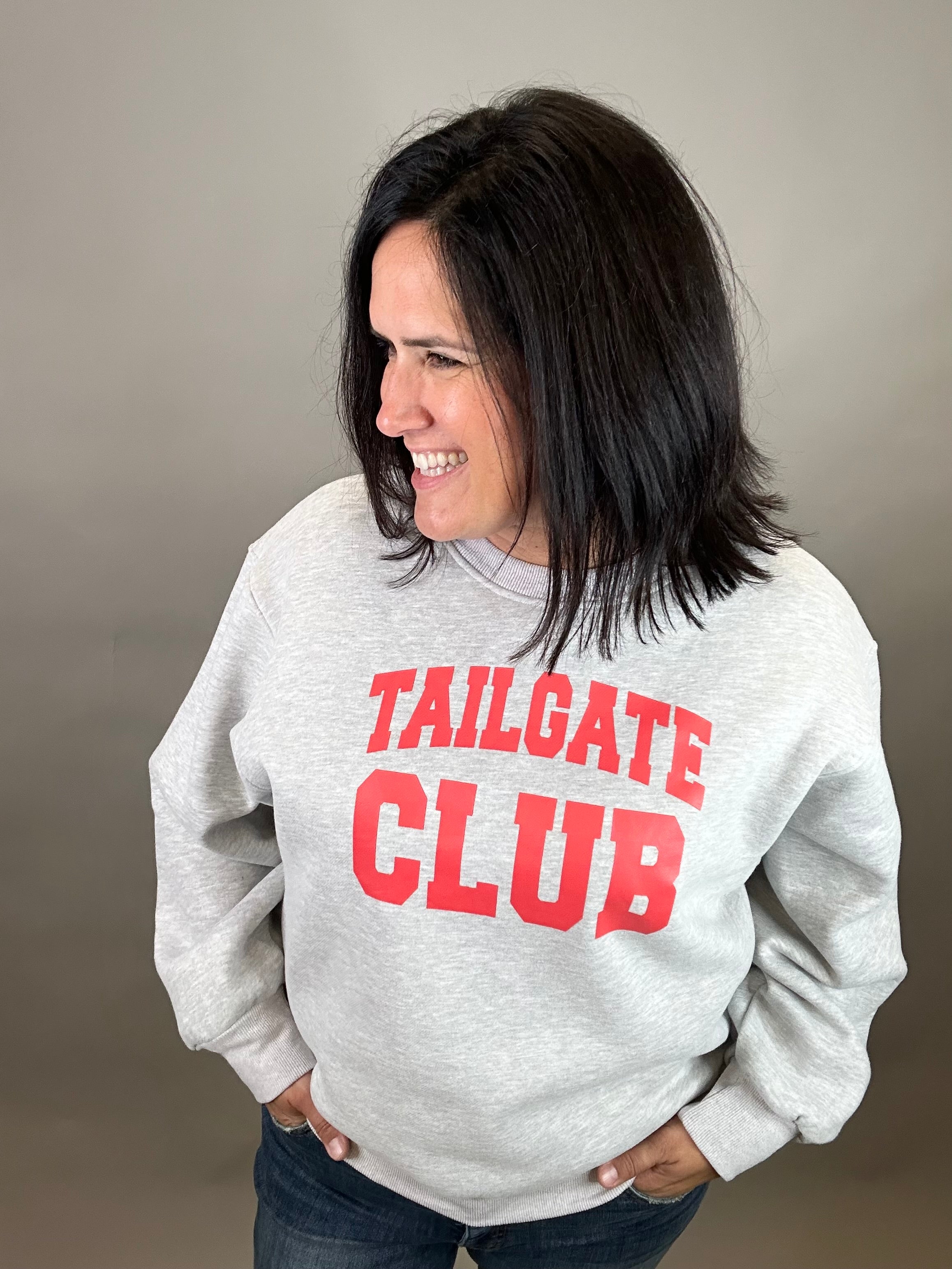 Grey Tailgate Club Sweatshirt Top - Sweatshirt PANACHE