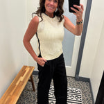 Ivory Scalloped Contrast Sweater Top - Sweater EE:SOME