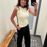 Ivory Scalloped Contrast Sweater Top - Sweater EE:SOME