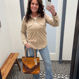 Camel Ivory Stripe Cassian Shirt