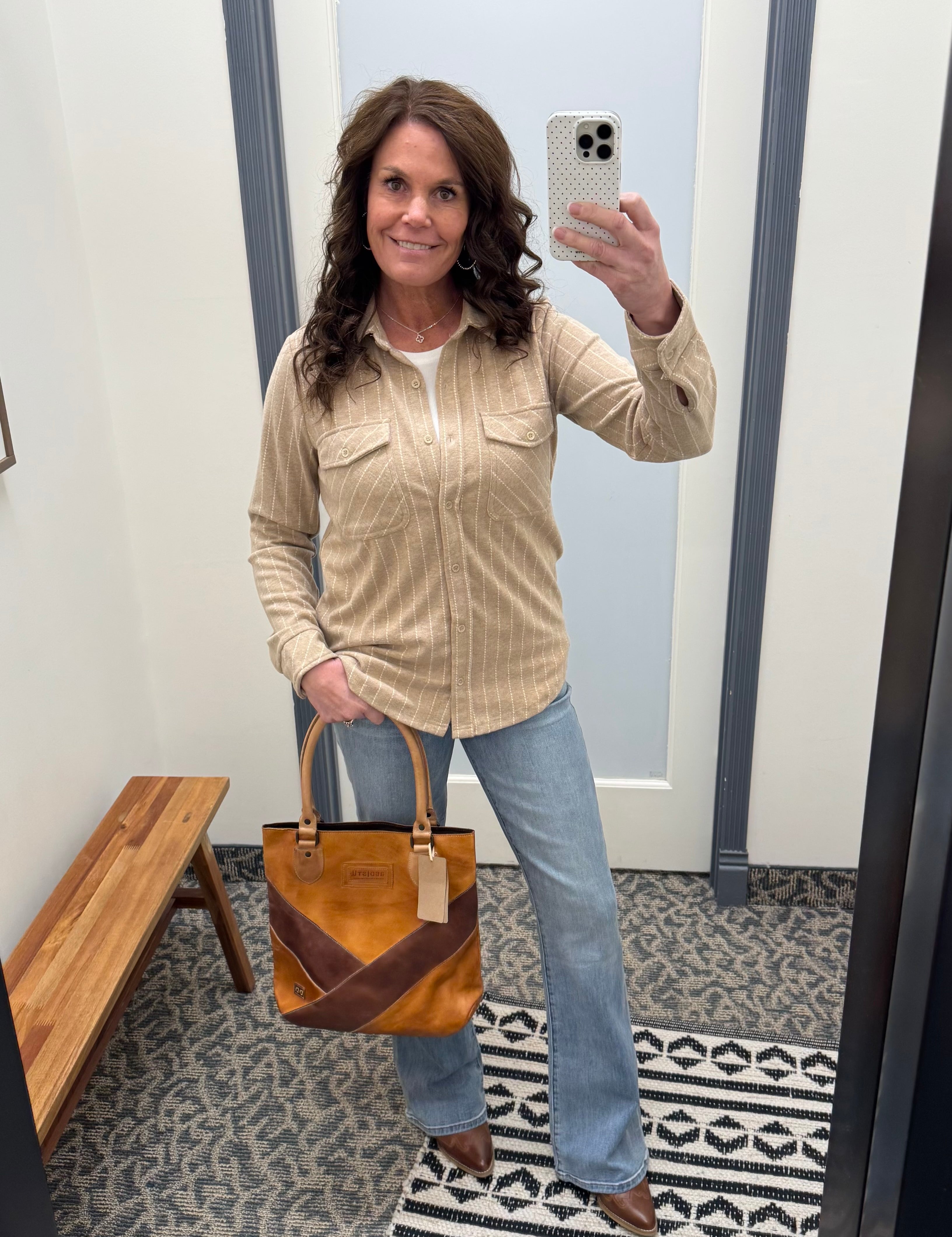 Camel Ivory Stripe Cassian Shirt Tops - Button Ups THREAD & SUPPLY
