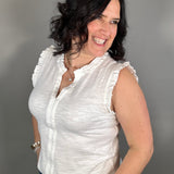 White Frilled Tank