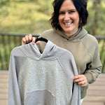 Army Waffle Mixed-Media Hoodie Top - Sweatshirt TRES BIEN