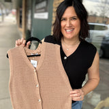 Black Crochet Button Up Sleeveless Vest Top - Sweater STACCATO