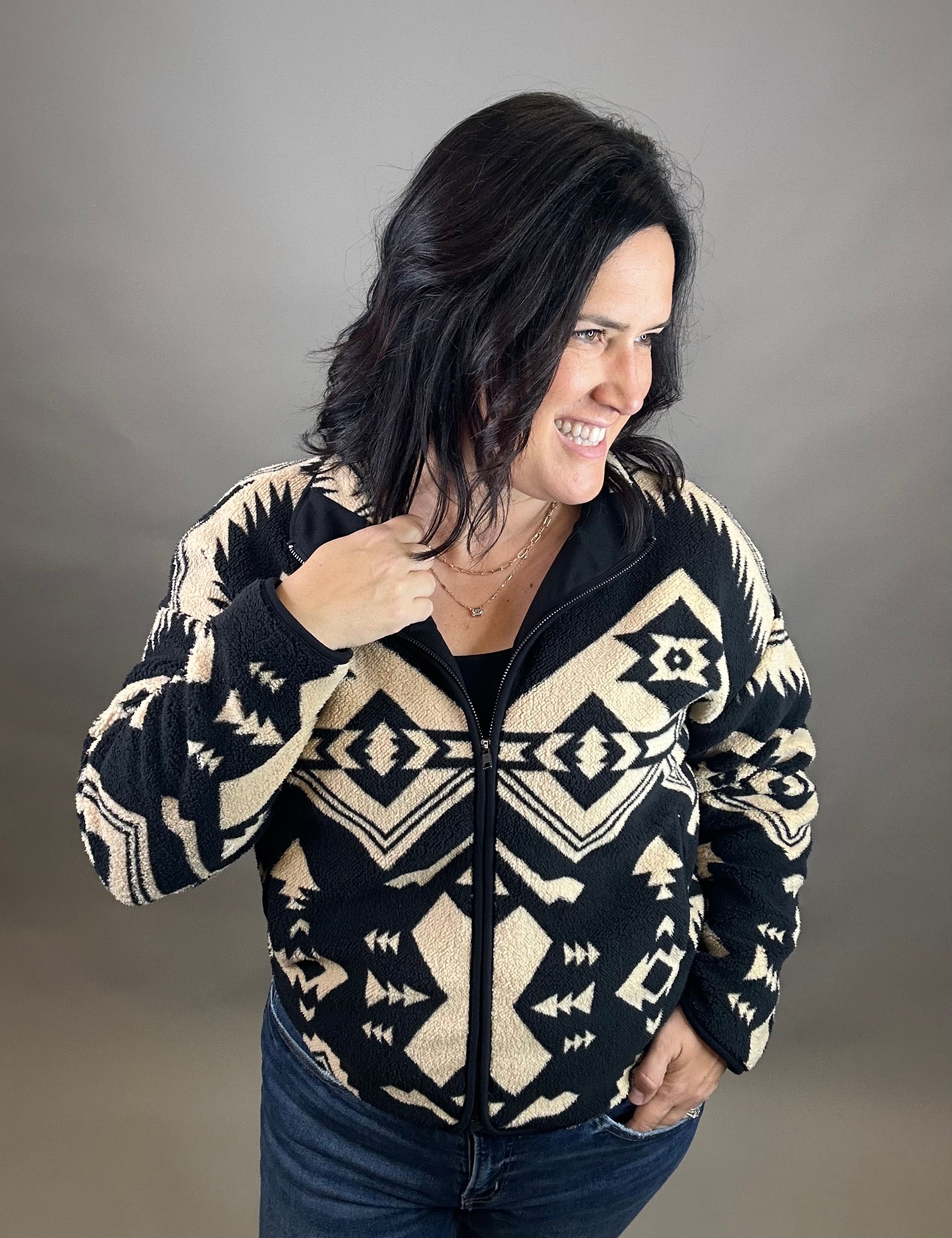 Black Aztec Canyon Jacket Outerwear- Jackets THREAD & SUPPLY